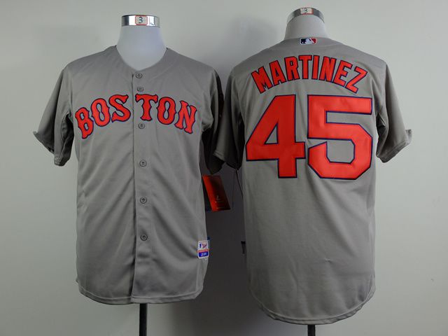 Men Boston Red Sox #45 Martinez Grey MLB Jerseys